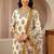 off white paisley printed cotton blend straight suit set