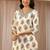 off white paisley printed cotton blend straight suit set