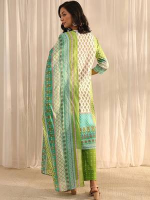 libas green multi printed straight suit set with dupatta 2
