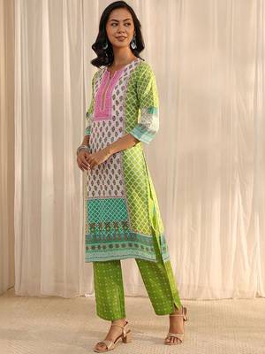libas green multi printed straight suit set with dupatta 4