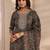 women ethnic motifs printed regular thread work kurta with trousers & with dupatta
