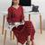 libas red ajrakh print a-line kurta set