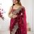 Burgundy burgundy chiffon ethnic embellished festive wear saree with matching blouse