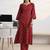 libas red ajrakh print a-line kurta set