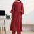 libas red ajrakh print a-line kurta set