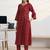 libas red ajrakh print a-line kurta set