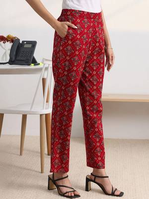 libas red ajrakh print a-line kurta set 6