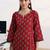 libas red ajrakh print a-line kurta set