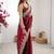 Burgundy burgundy chiffon ethnic embellished festive wear saree with matching blouse