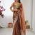 Brown embellished sequinned  chiffon designer saree
