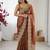Brown embellished sequinned  chiffon designer saree