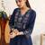 women ethnic motifs embroidered regular thread work cotton blend kurta with palazzos & with