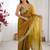 Mustard embellished sequinned chiffon designer saree