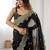 Black embellished sequinned chiffon designer saree
