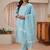 libas blue striped woven design straight suit set