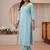 libas blue striped woven design straight suit set