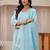 libas blue striped woven design straight suit set