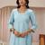 libas blue striped woven design straight suit set
