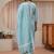 libas blue striped woven design straight suit set