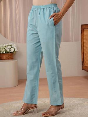 libas blue striped woven design straight suit set 7