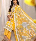 libas yellow geometric printed straight suit set with dupatta