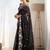 Black floral embroidered poly georgette saree