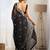 Black floral embroidered poly georgette saree