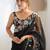 Black floral embroidered poly georgette saree