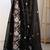 Black floral embroidered poly georgette saree