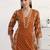 libas rust floral print a-line suit set with dupatta