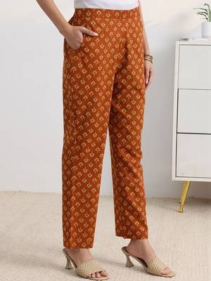 libas rust floral print a-line suit set with dupatta 3