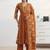 libas rust floral print a-line suit set with dupatta