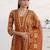 libas rust floral print a-line suit set with dupatta