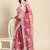 Pink pink & white leaves embroidered organza saree