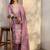 women ethnic motifs printed regular thread work kurta with trousers & with dupatta