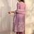 women ethnic motifs printed regular thread work kurta with trousers & with dupatta