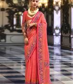 Pink ethnic motifs designer banarasi saree