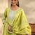 women ethnic motifs printed regular thread work kurta with trousers & with dupatta
