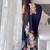 Black black & orange floral printed beads & stones satin saree