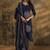 indigo blue bandhani printed cotton straight suit set