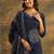 indigo blue bandhani printed cotton straight suit set