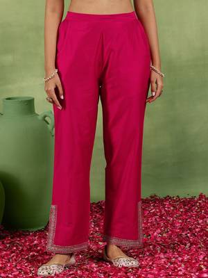 women ethnic motifs yoke design regular kurta with trousers & with dupatta 7
