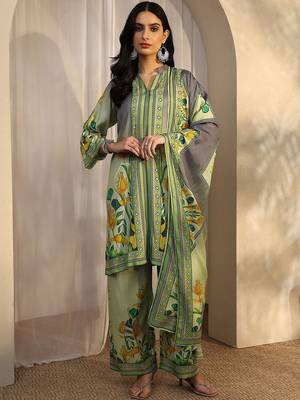 women floral printed regular kurta with palazzos & with dupatta 1