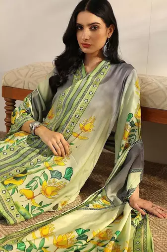 women floral printed regular kurta with palazzos & with dupatta