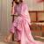 libas pink floral printed cotton a-line suit set with dupatta