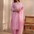 libas pink floral printed cotton a-line suit set with dupatta