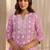 libas pink floral printed cotton a-line suit set with dupatta