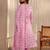 libas pink floral printed cotton a-line suit set with dupatta