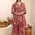red floral printed cotton a-line suit set with dupatta