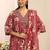 red floral printed cotton a-line suit set with dupatta